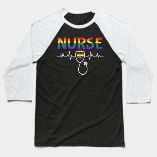 Nurse LGBTQ Gay Pride Flag Registered Nursing RN Baseball T-Shirt